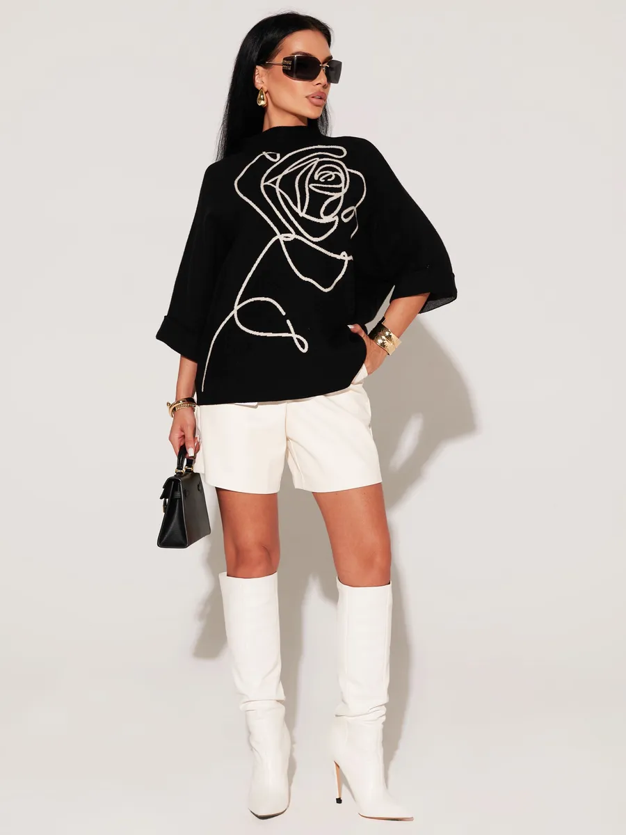 Черная кофта теплая нарядная оверсайз