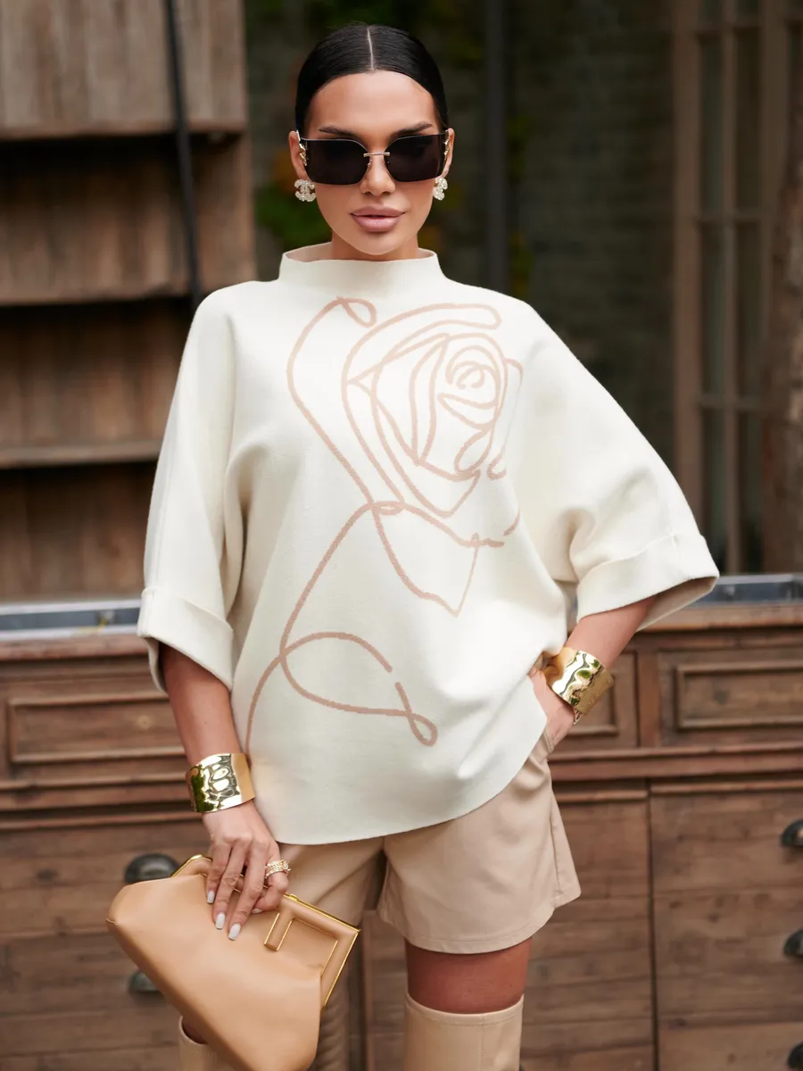 Молочная кофта теплая нарядная оверсайз