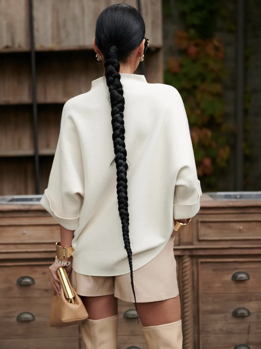 Молочная кофта теплая нарядная оверсайз