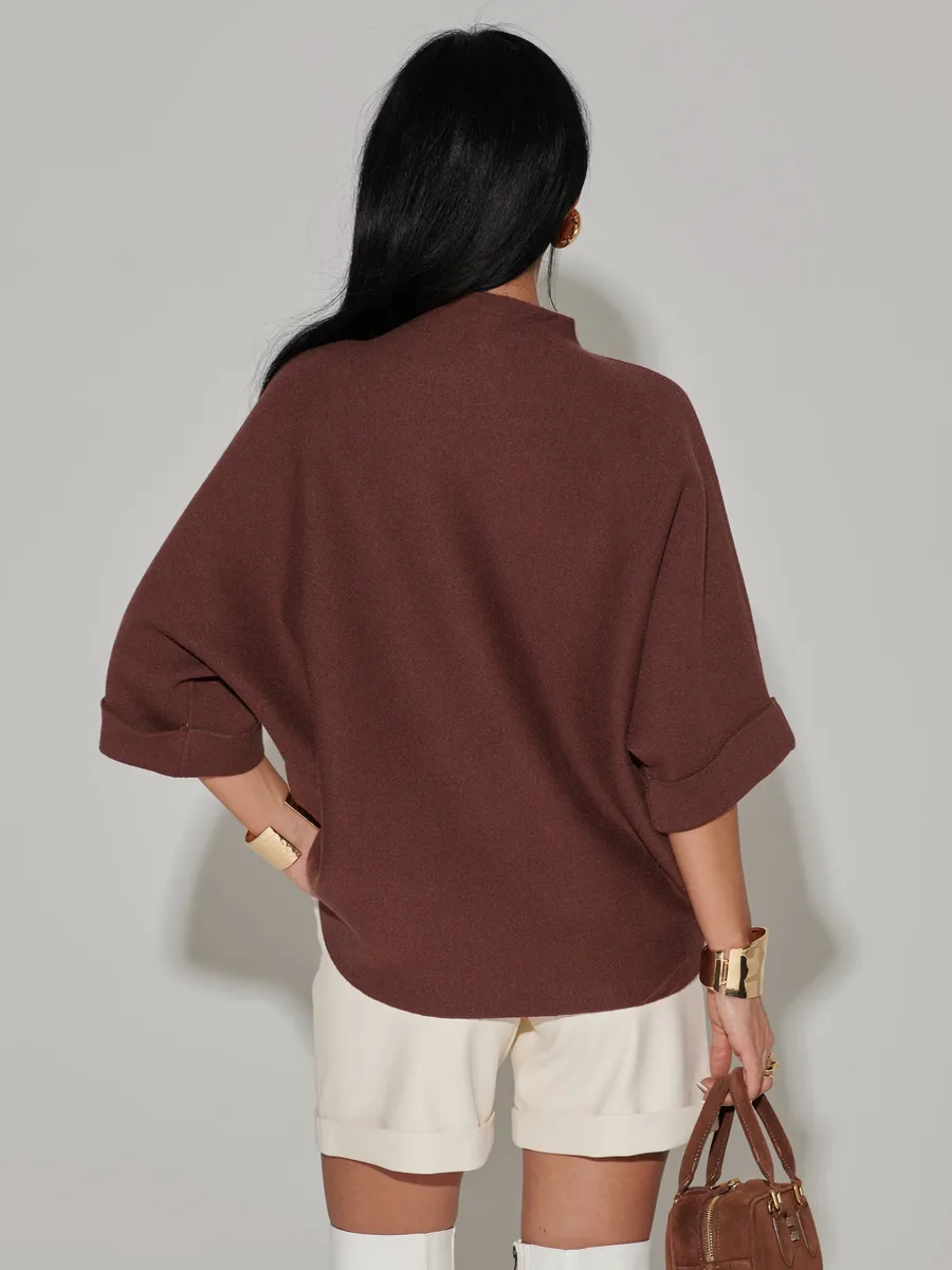 Коричневая кофта теплая нарядная оверсайз