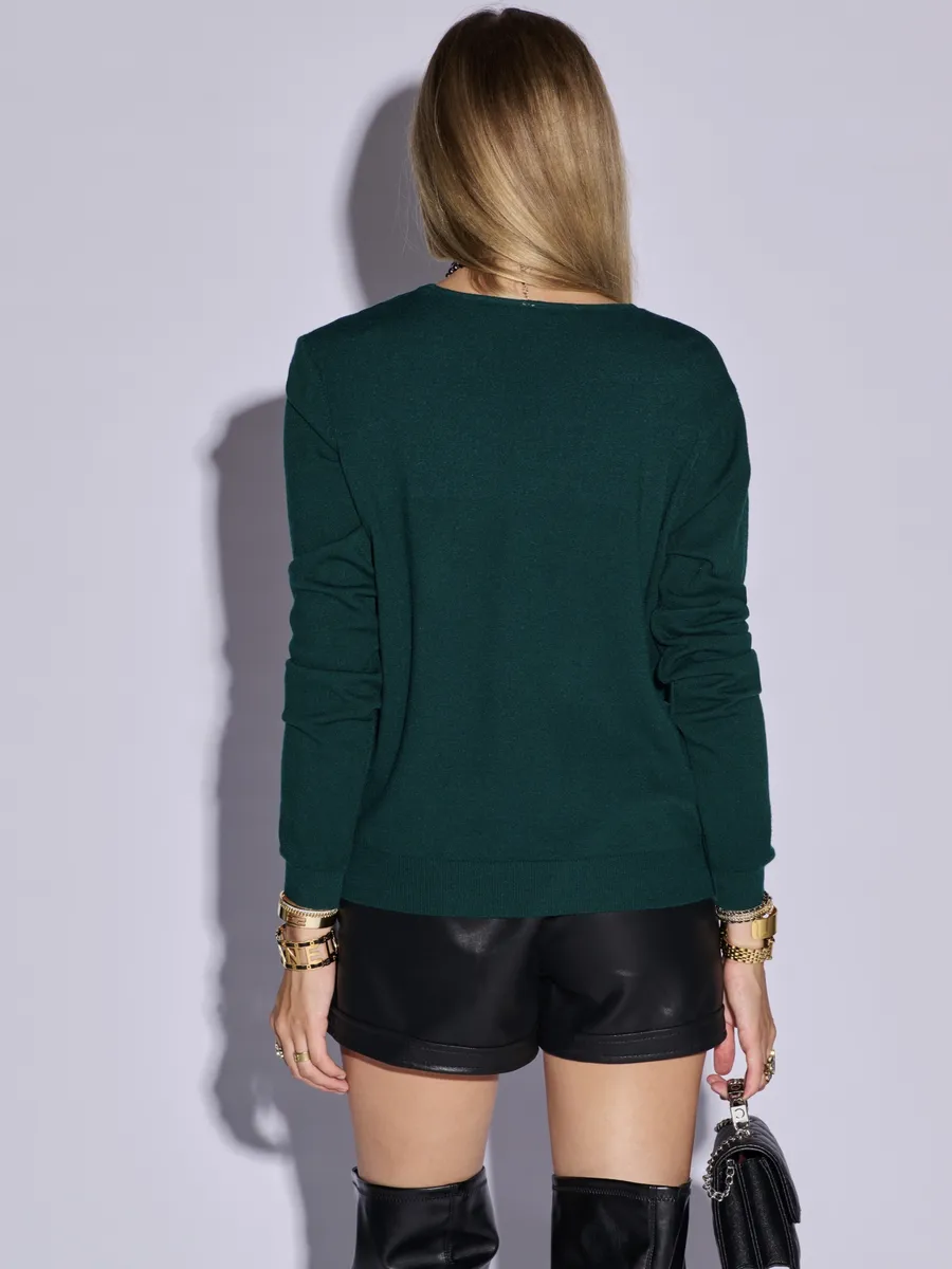 Зеленая кофта нарядная трикотажная