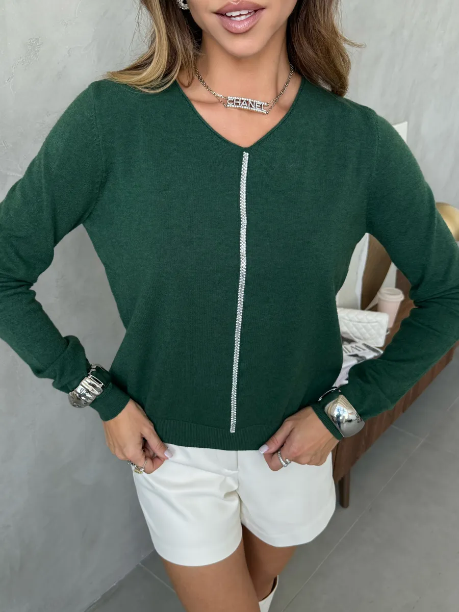 Зеленая кофта нарядная трикотажная