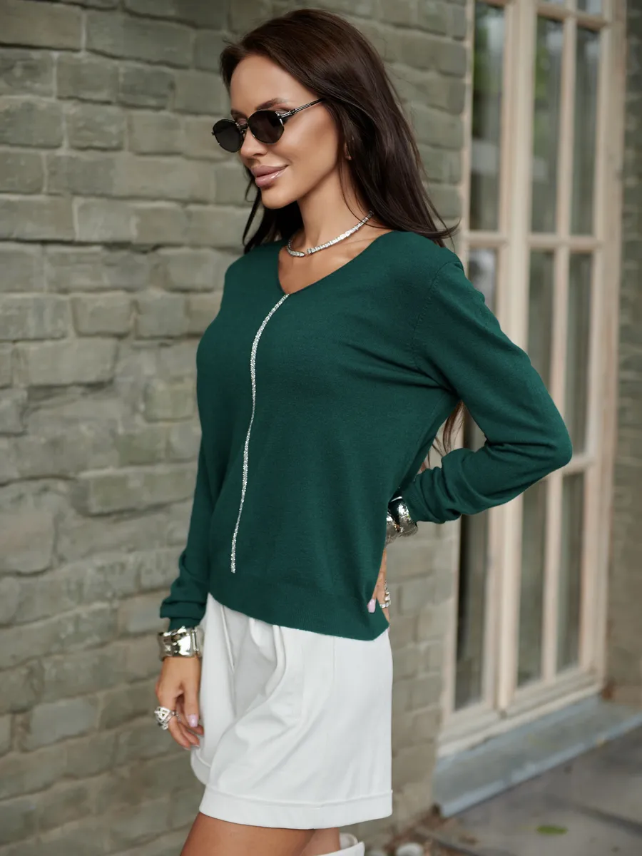 Зеленая кофта нарядная трикотажная