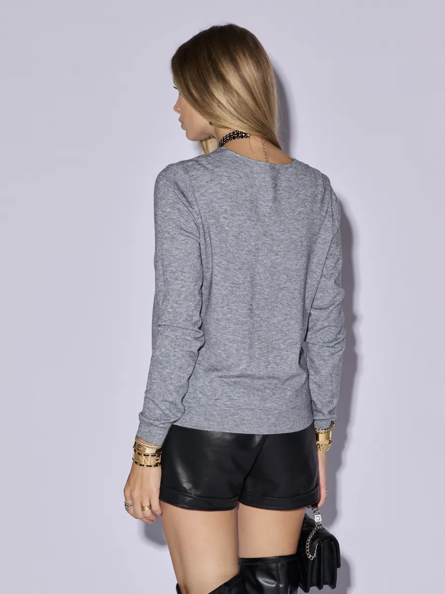 Серая кофта нарядная трикотажная