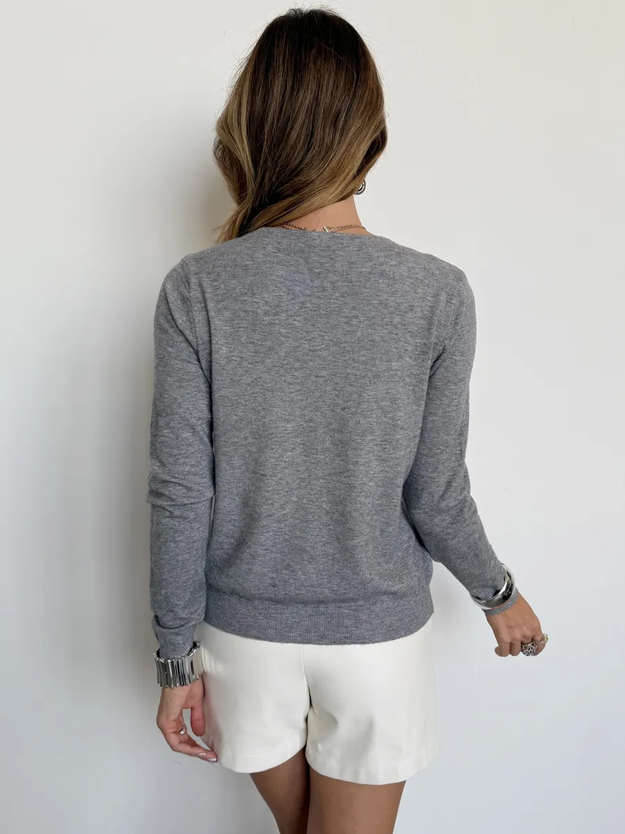 Серая кофта нарядная трикотажная