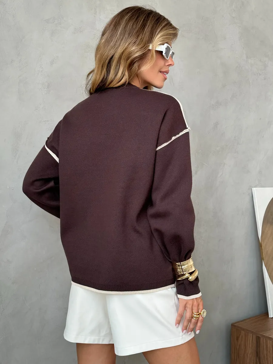 Коричневая кофта оверсайз теплая