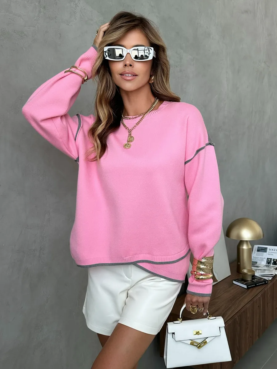 Розовая кофта оверсайз теплая