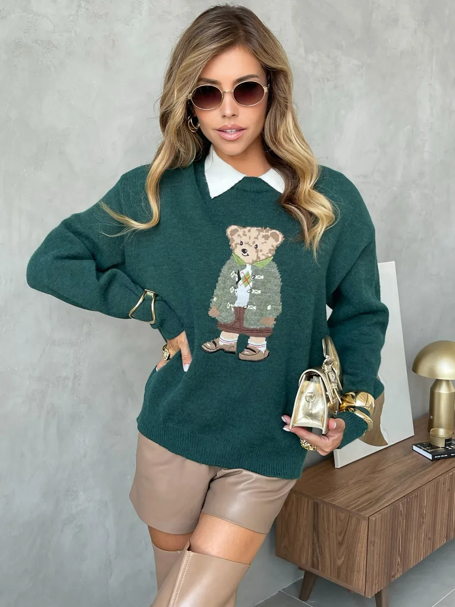 Зеленая кофта теплая вязаная