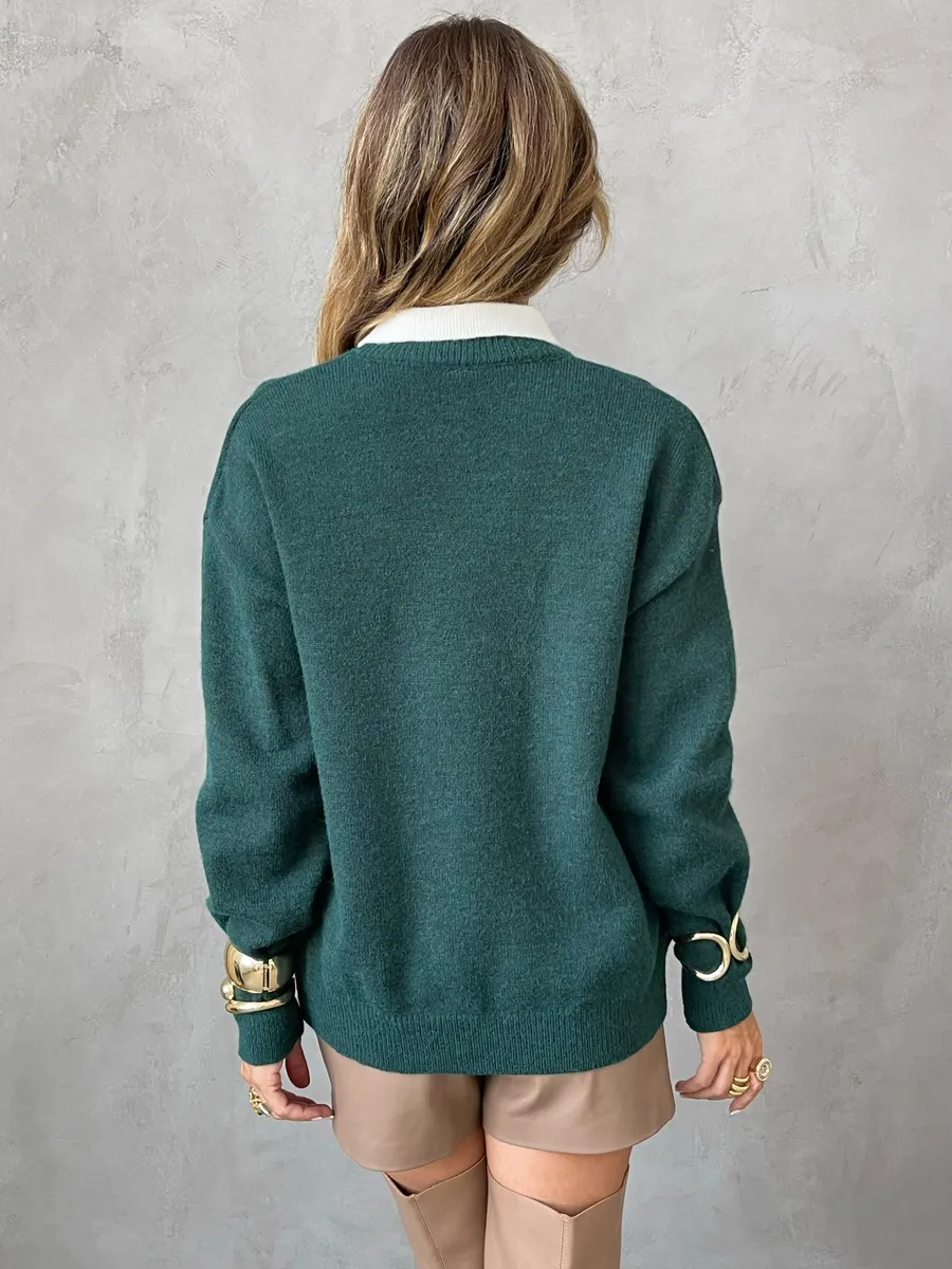 Зеленая кофта теплая вязаная