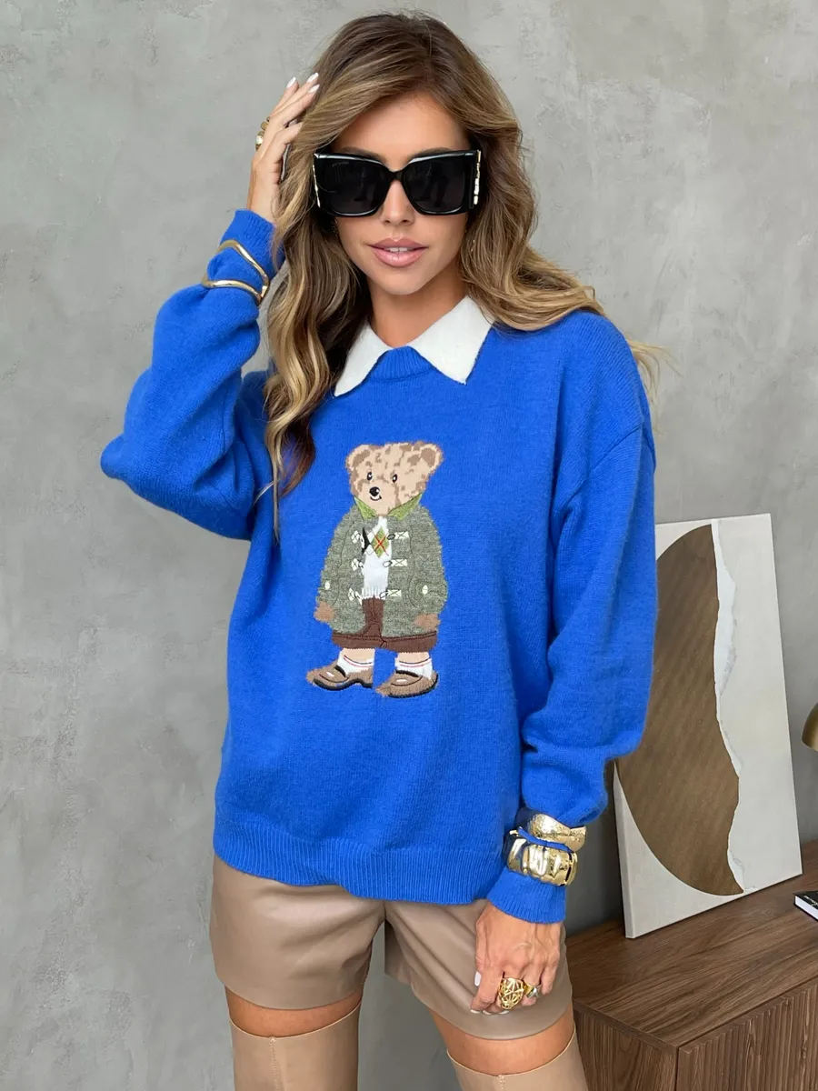 Синяя кофта теплая вязаная