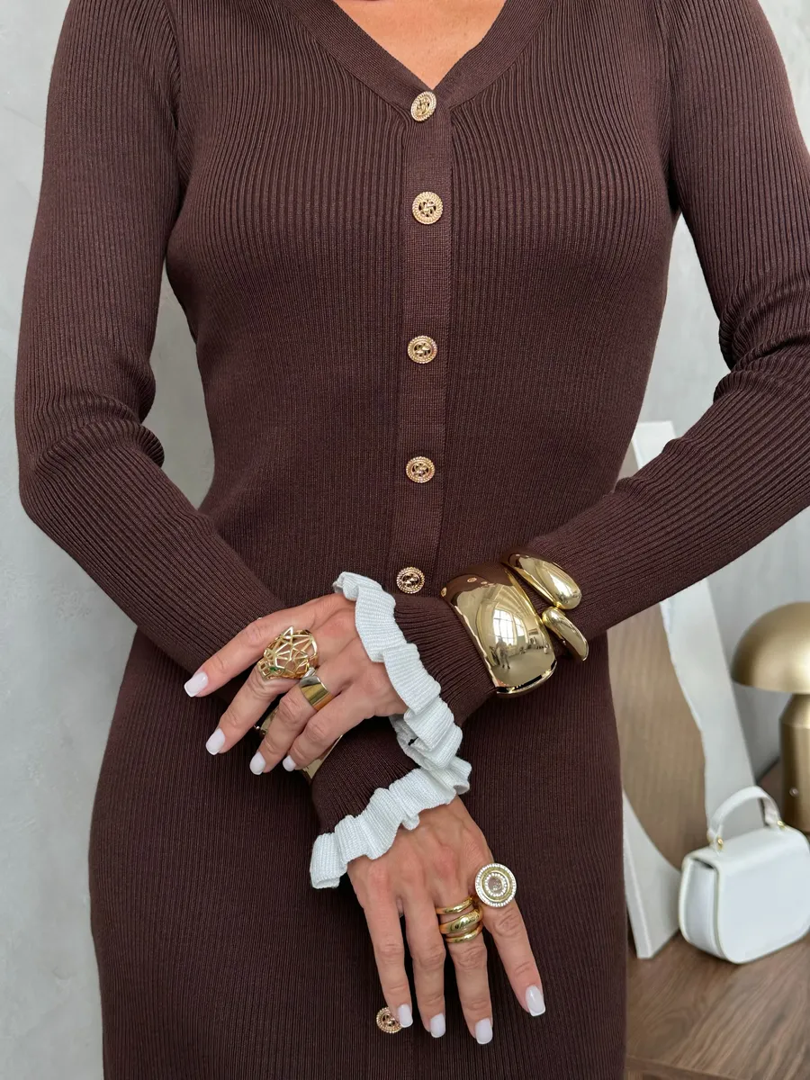 Коричневое платье лапша трикотажное мини