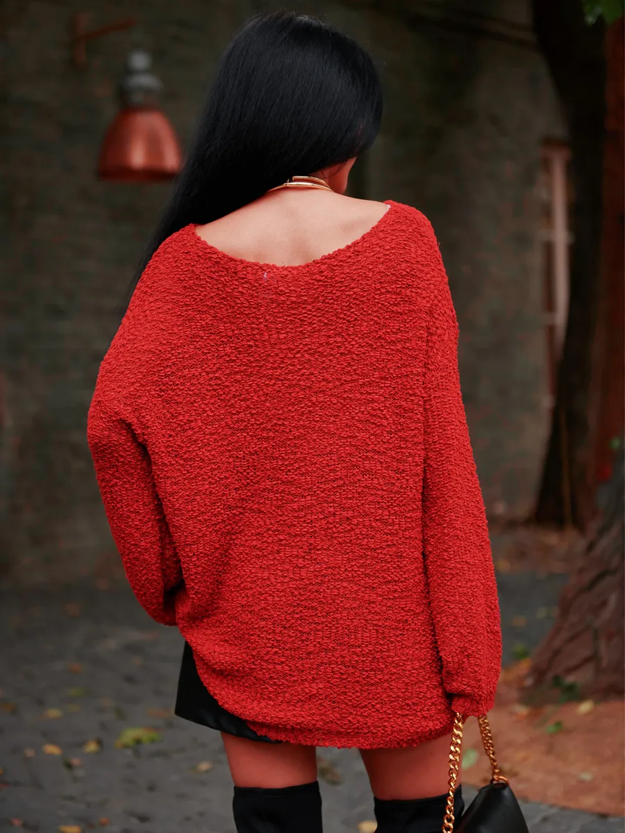 Бордовая кофта оверсайз вязаная нарядная