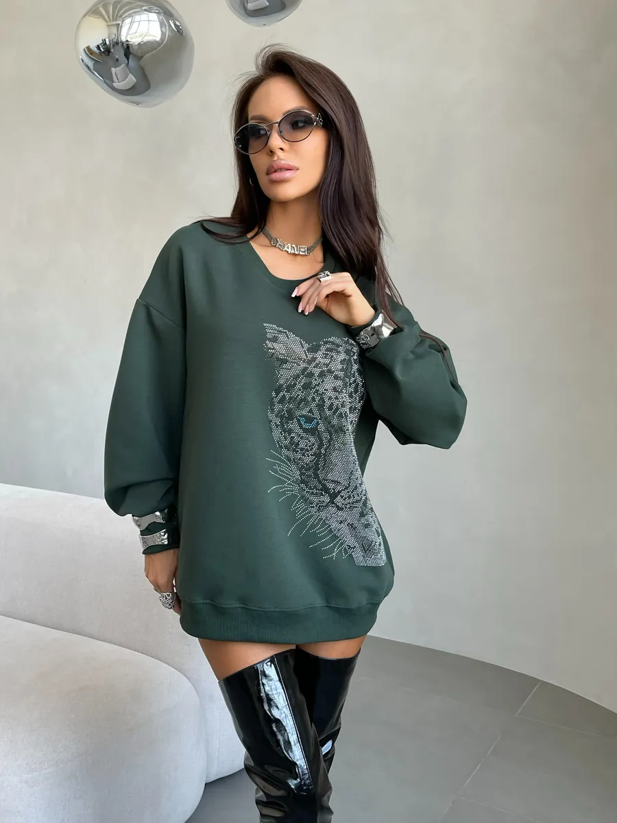 Хаки кофта теплая оверсайз