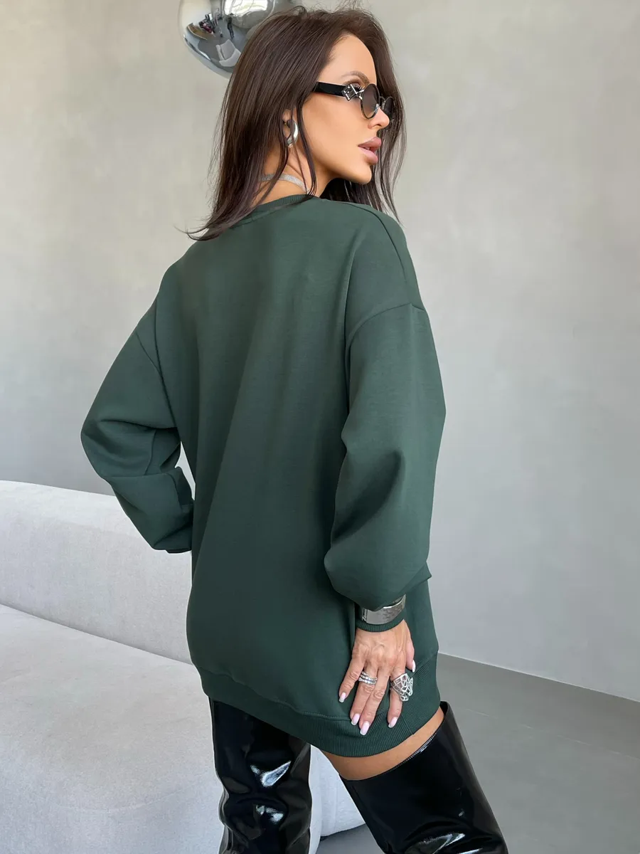 Хаки кофта теплая оверсайз