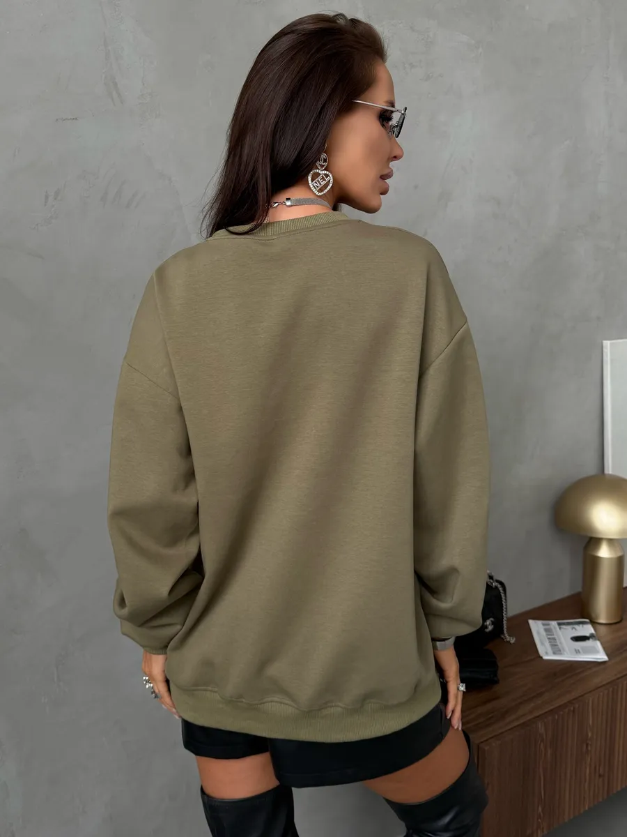 Зеленая кофта теплая оверсайз