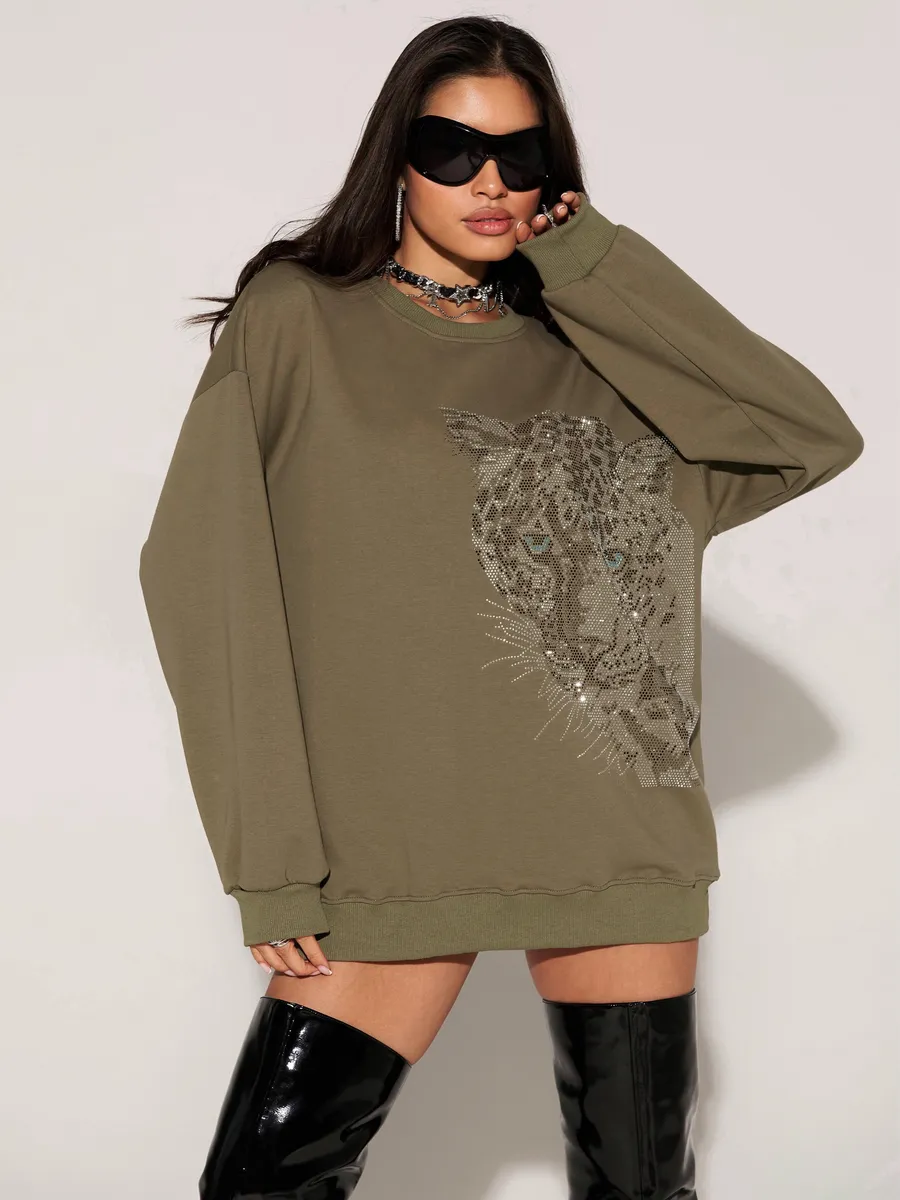 Зеленая кофта теплая оверсайз