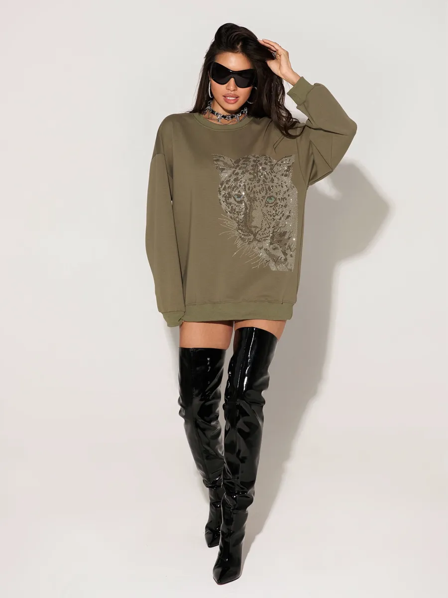 Зеленая кофта теплая оверсайз