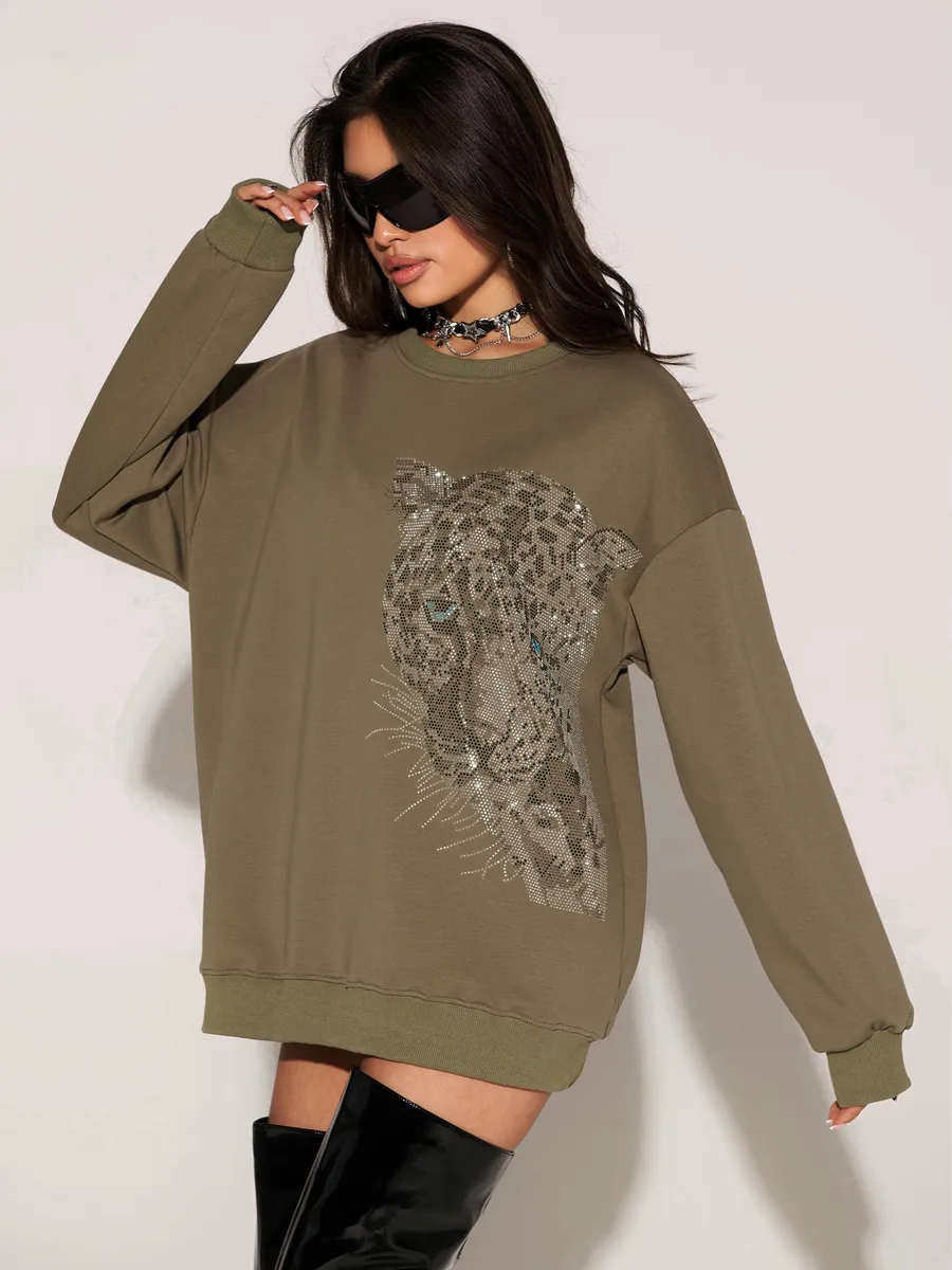 Зеленая кофта теплая оверсайз