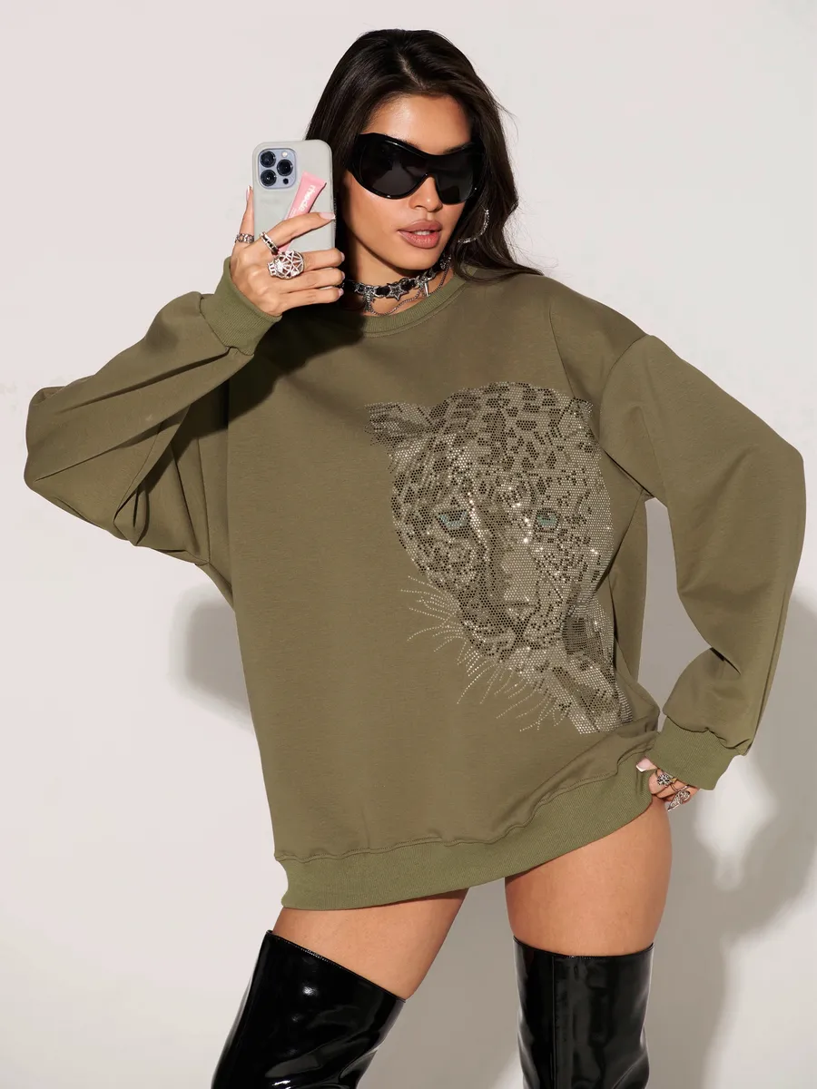 Зеленая кофта теплая оверсайз