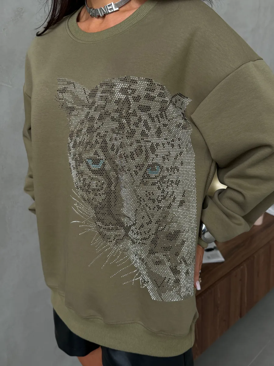 Зеленая кофта теплая оверсайз