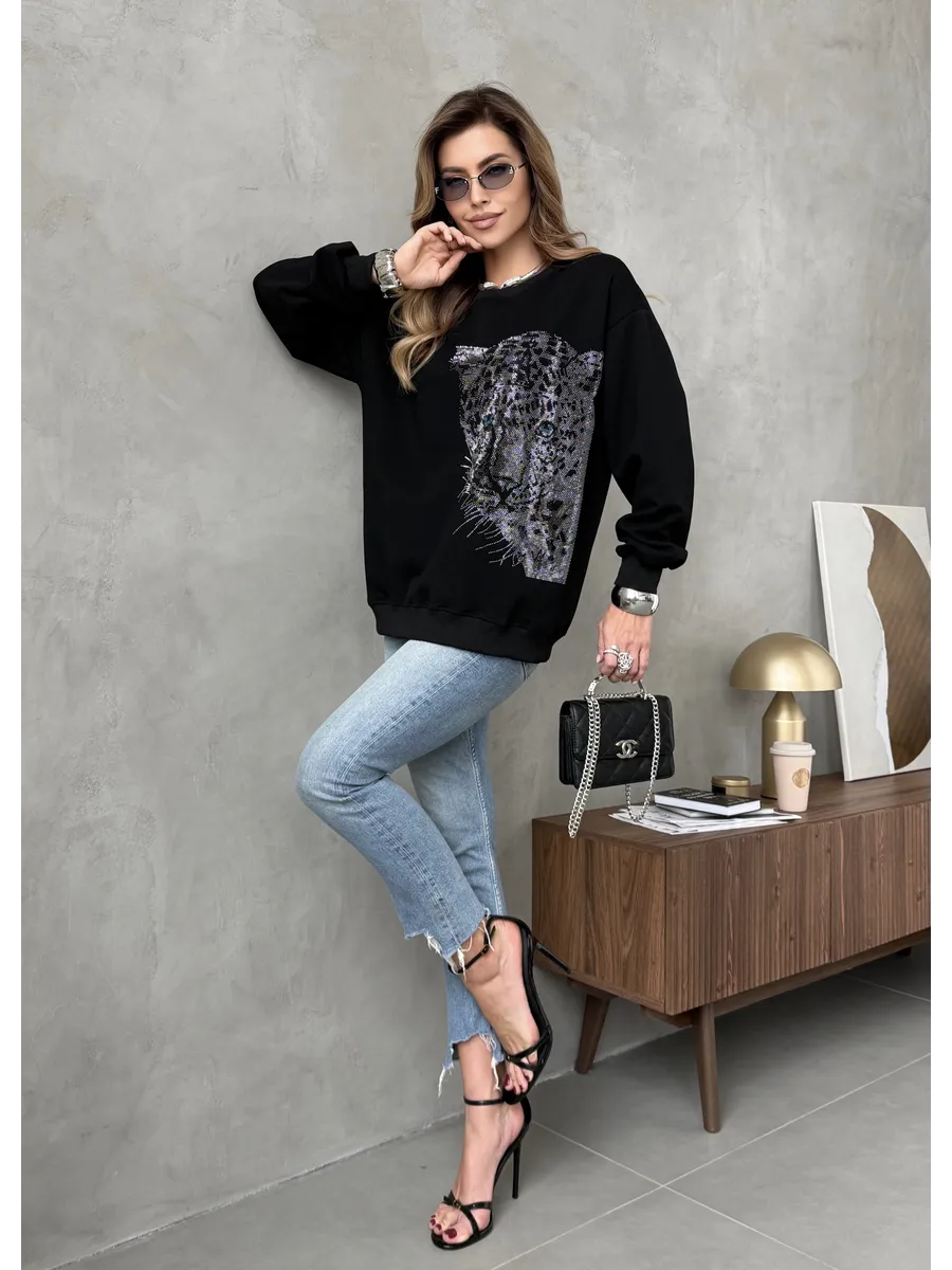 Черная кофта теплая оверсайз