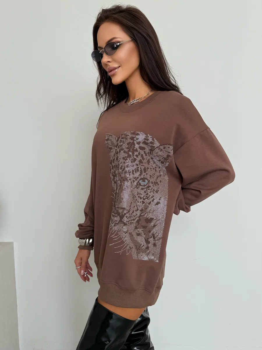 Коричневая кофта теплая оверсайз