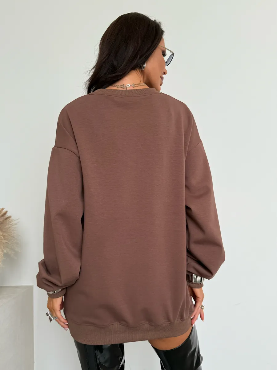Коричневая кофта теплая оверсайз