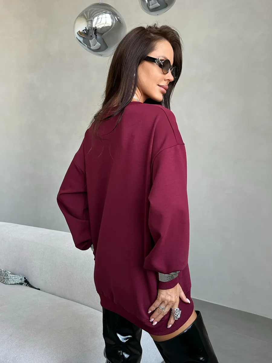 Красная кофта теплая оверсайз