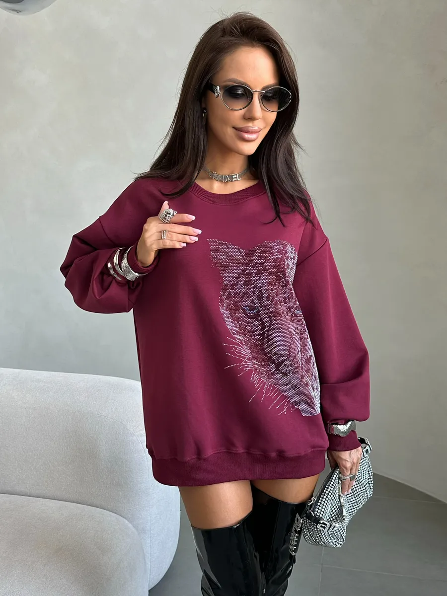 Красная кофта теплая оверсайз