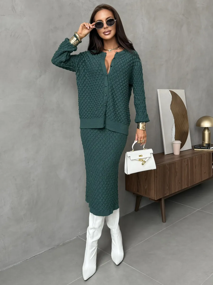 Теплый костюм осенний с юбкой трикотажный