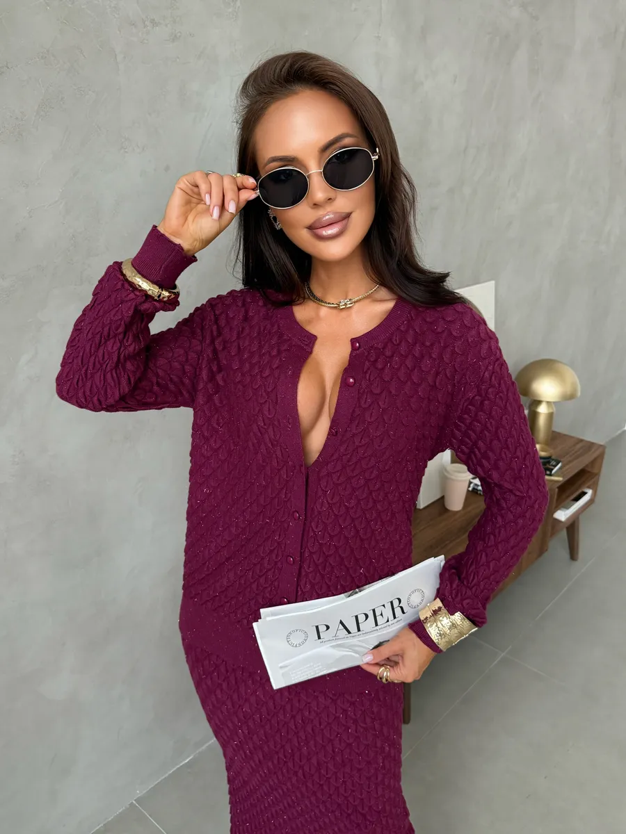 Бордовый теплый костюм осенний с юбкой трикотажный