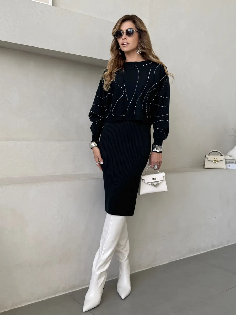 Костюм двойка трикотажный с платьем