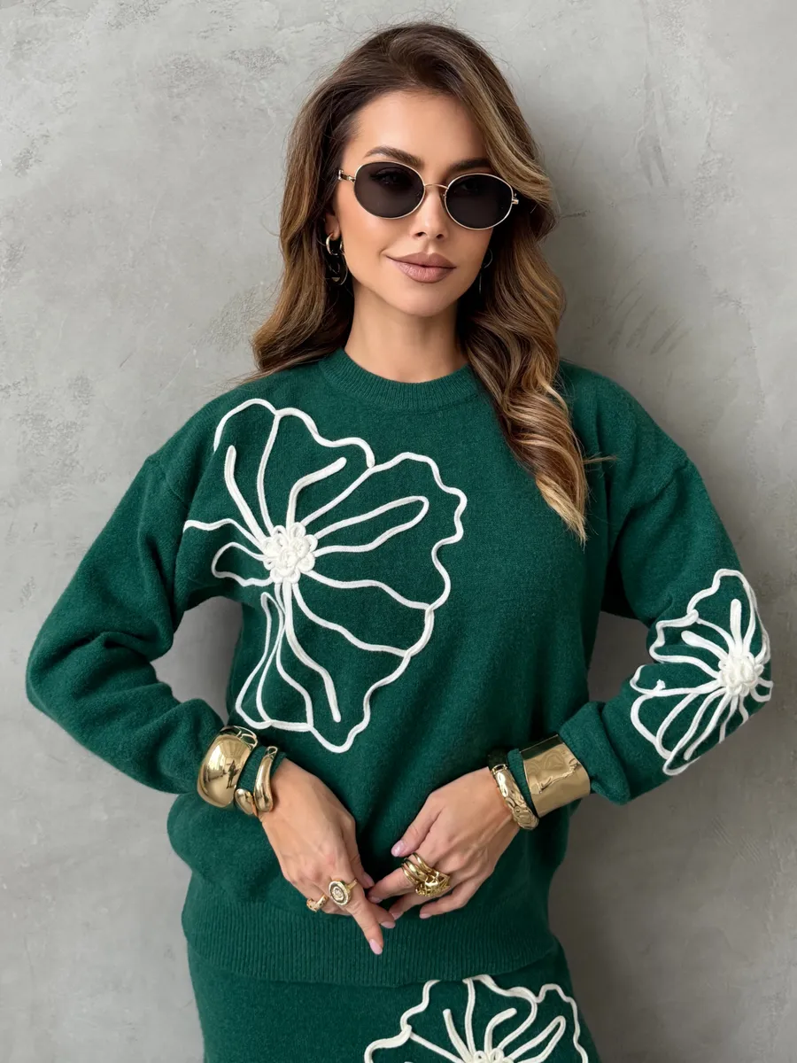 Теплый костюм с юбкой осенний трикотажный