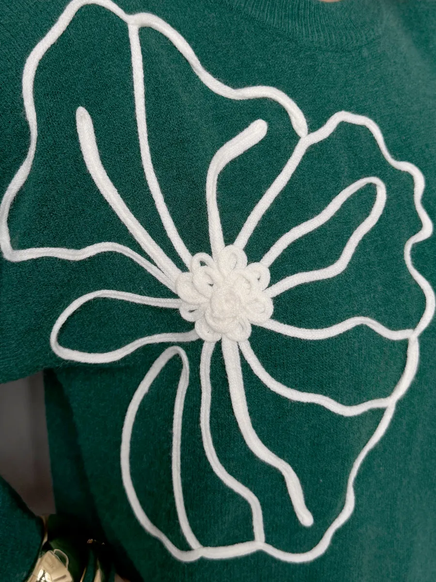 Зеленый теплый костюм с юбкой осенний трикотажный