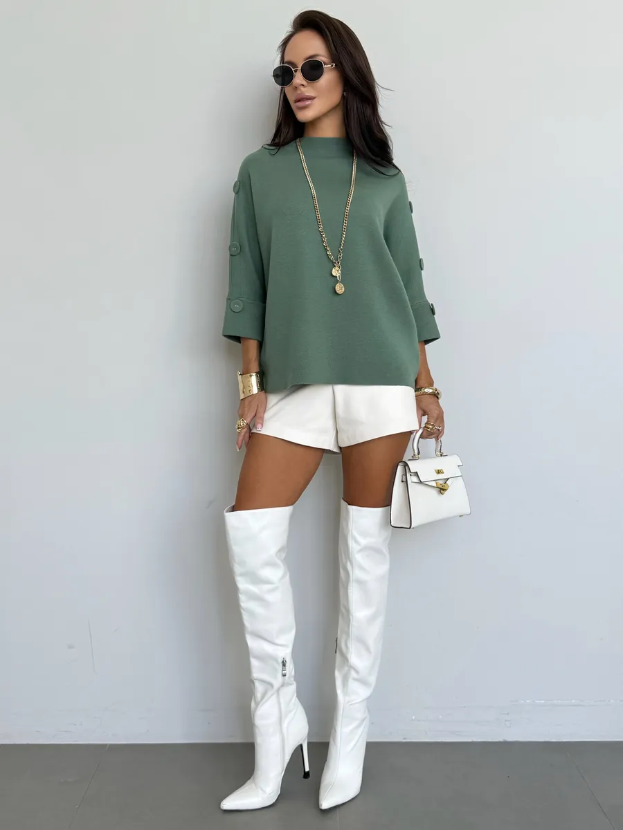 Хаки кофта теплая оверсайз