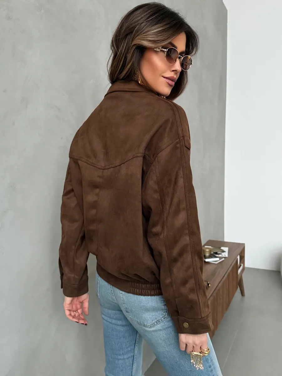 Куртка демисезонная бомбер замшевая