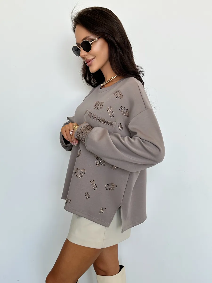 Капучино кофта теплая оверсайз