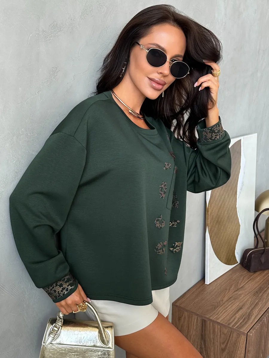 Зеленая кофта теплая оверсайз