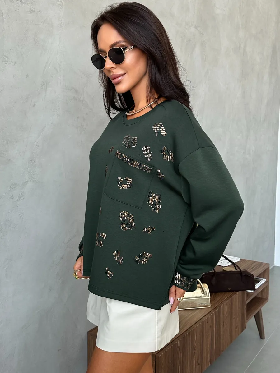 Зеленая кофта теплая оверсайз