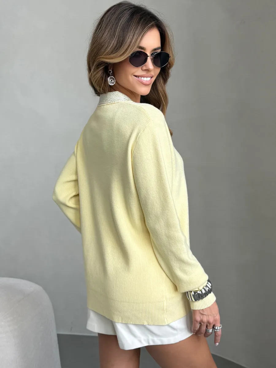 Желтая кофта теплая трикотажная