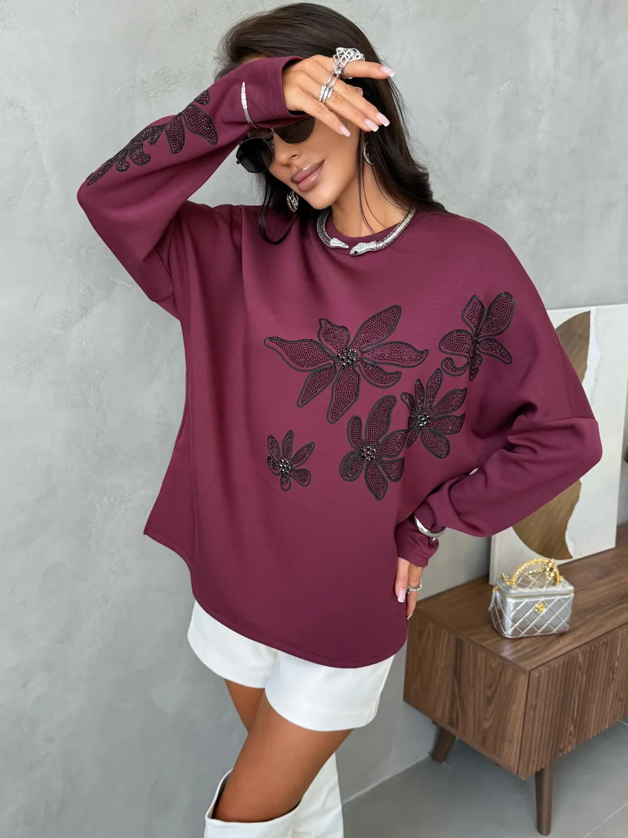 Бордовая кофта теплая нарядная оверсайз