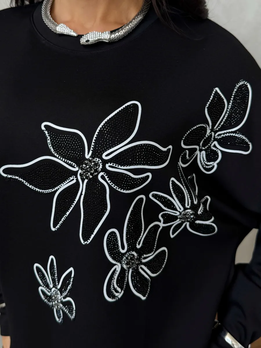 Черная кофта теплая нарядная оверсайз