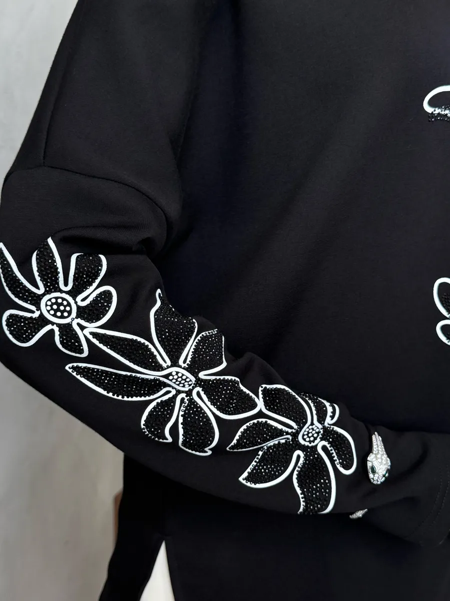 Черная кофта теплая нарядная оверсайз