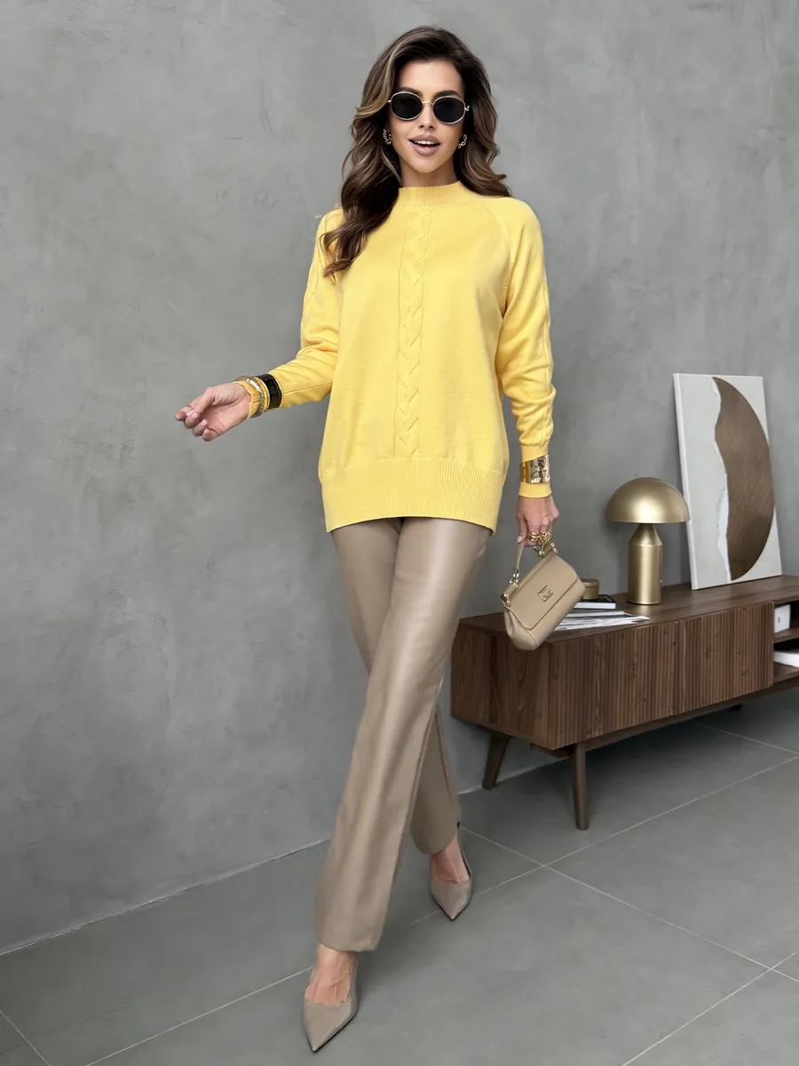 Желтая кофта теплая оверсайз нарядная