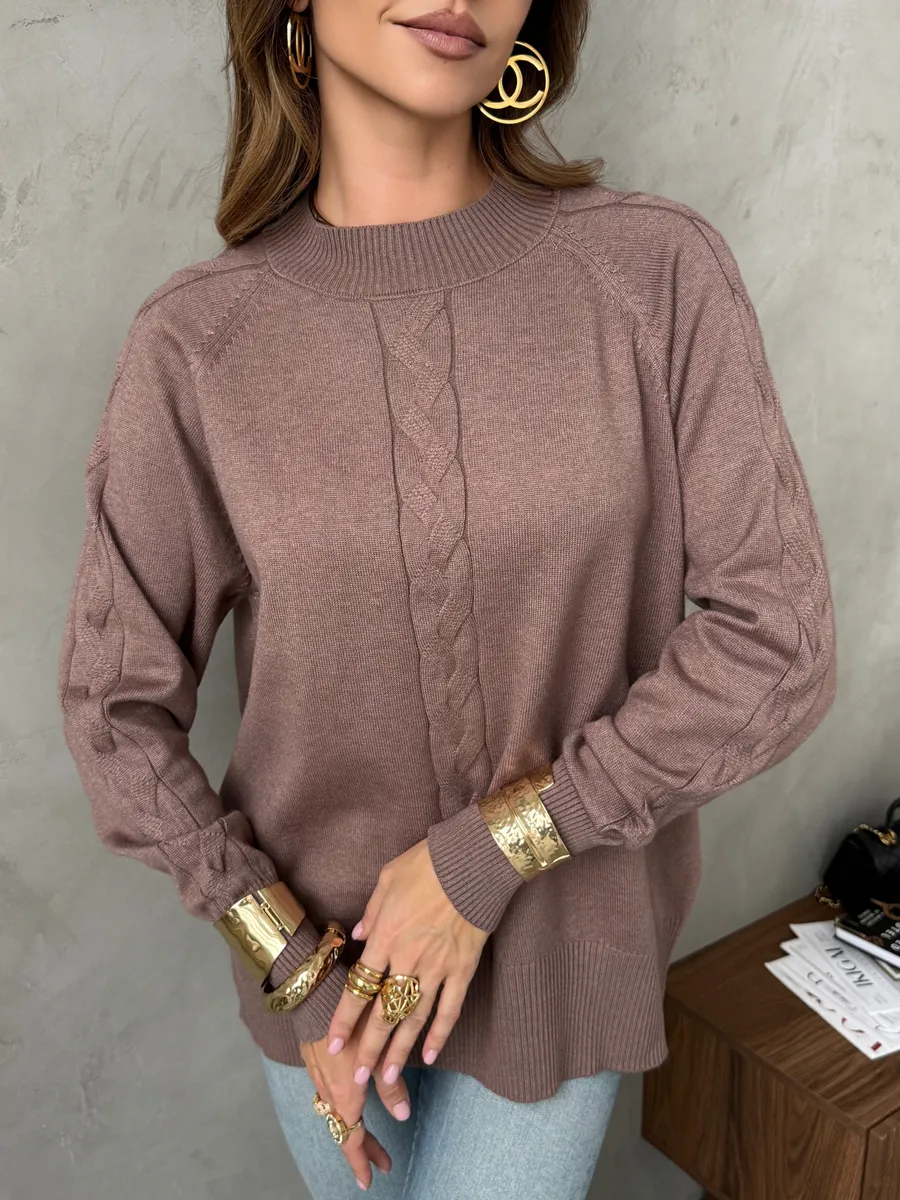 Коричневая кофта теплая оверсайз нарядная