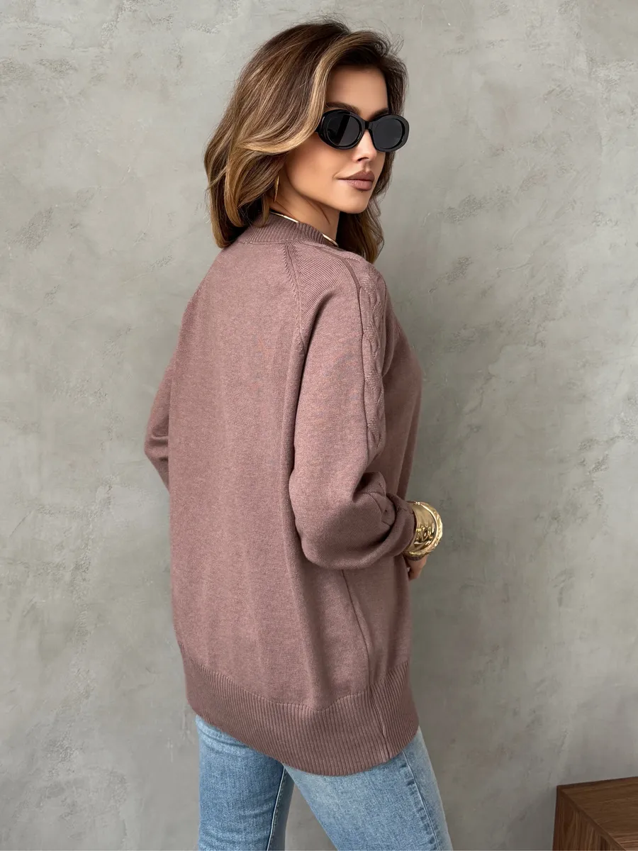 Коричневая кофта теплая оверсайз нарядная