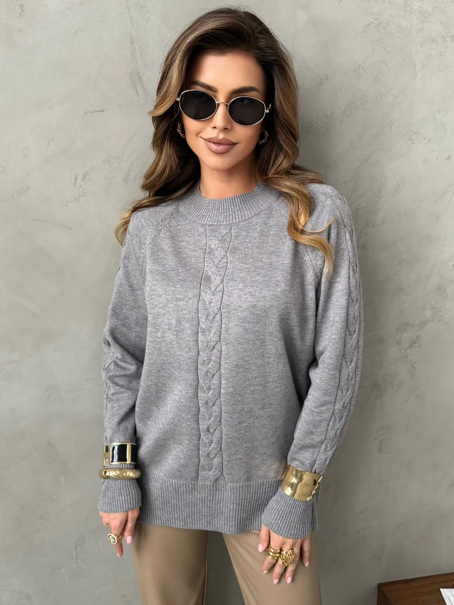 Серая кофта теплая оверсайз нарядная