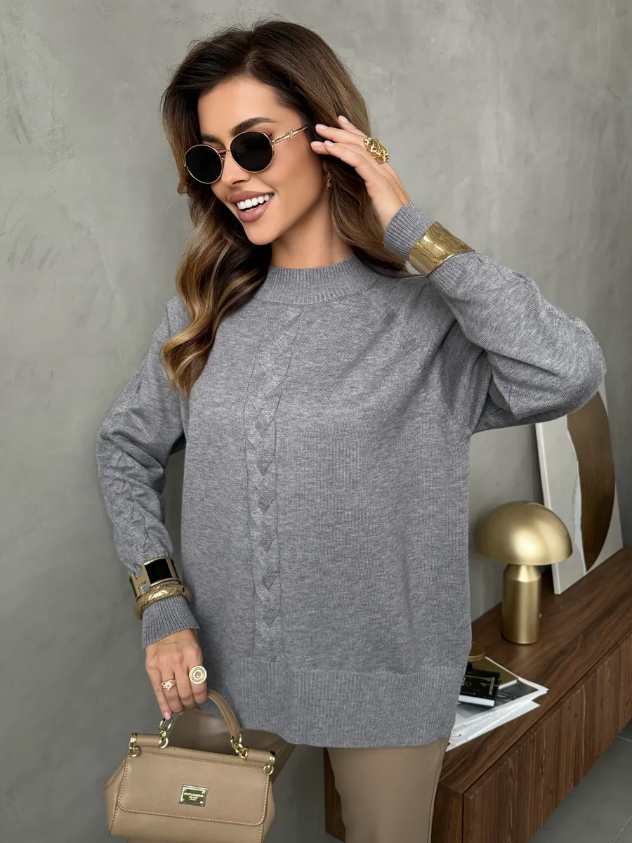 Серая кофта теплая оверсайз нарядная