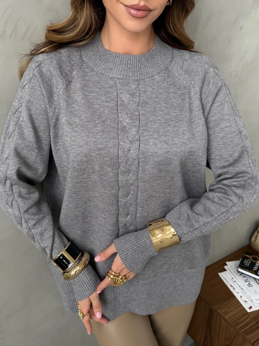 Серая кофта теплая оверсайз нарядная