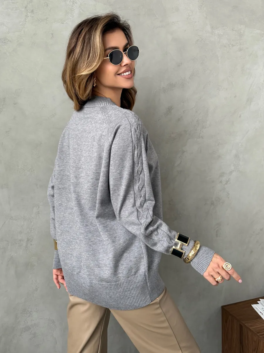 Серая кофта теплая оверсайз нарядная